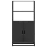 Black high sideboard 68x35x139 cm engineered wood and metal