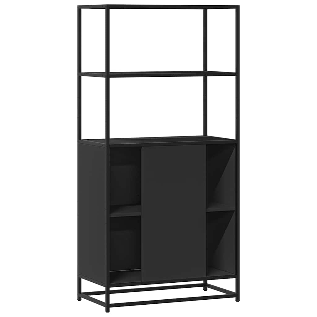 Black high sideboard 68x35x139 cm engineered wood and metal