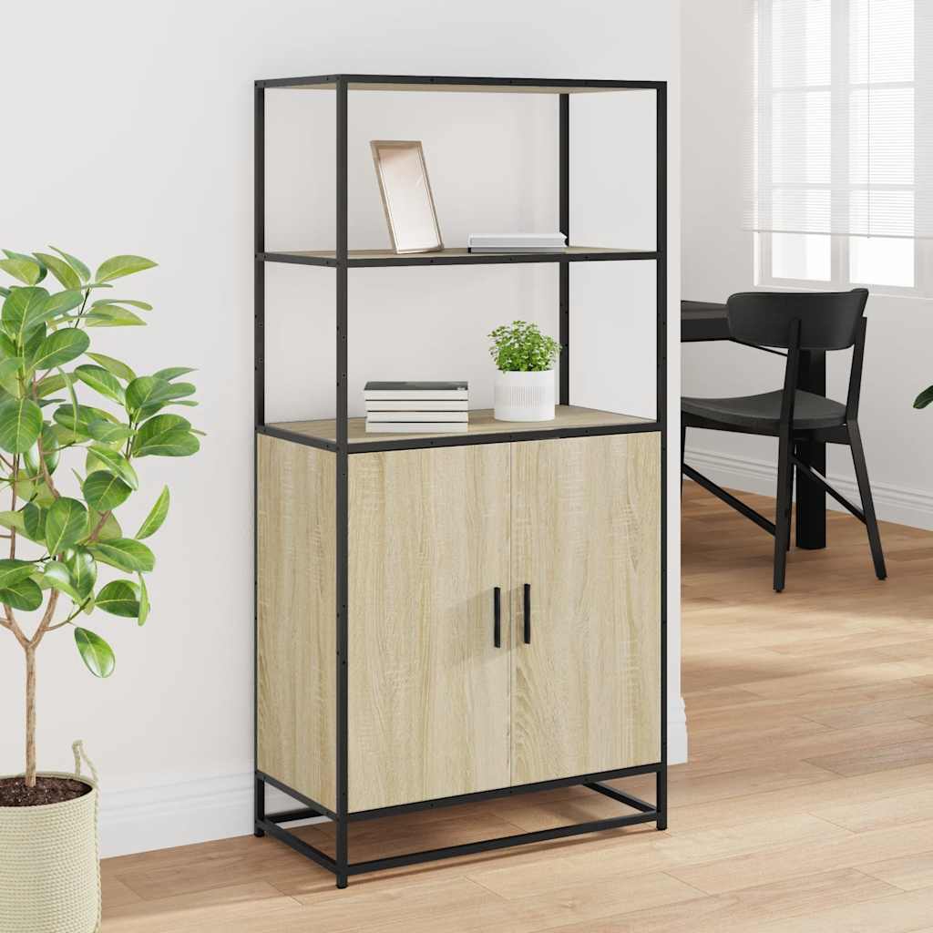 High sideboard sonoma oak 68x35x139 cm engineered wood metal