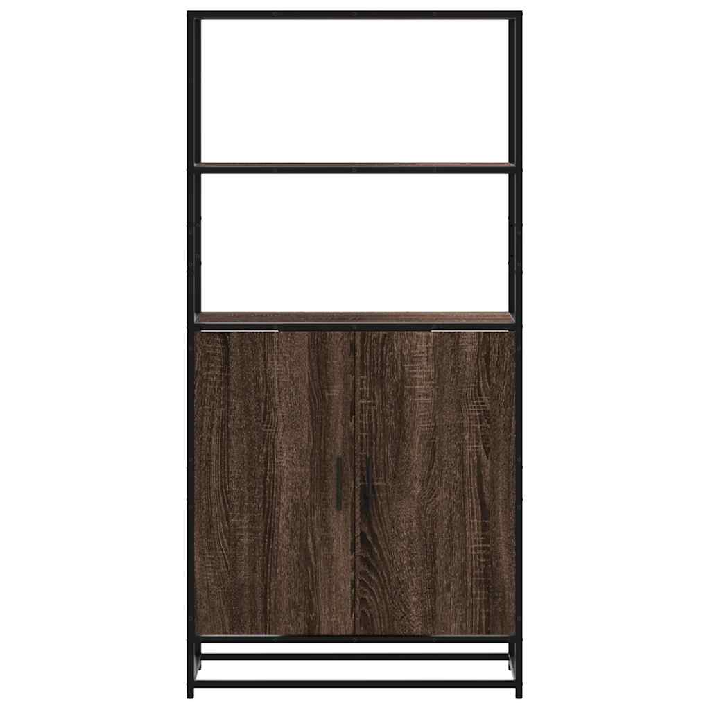 High sideboard brown oak 68x35x139 cm engineered wood metal