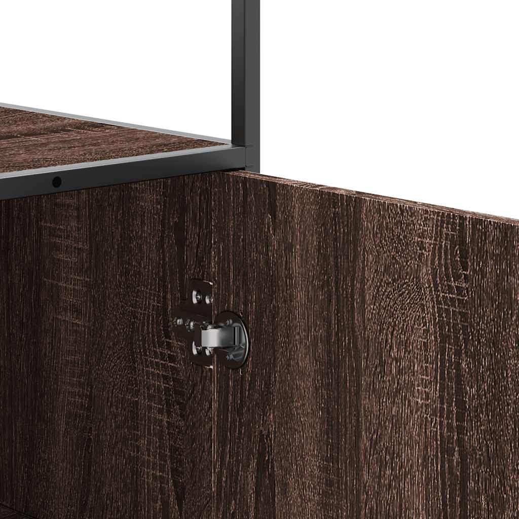 High sideboard brown oak 68x35x139 cm engineered wood metal