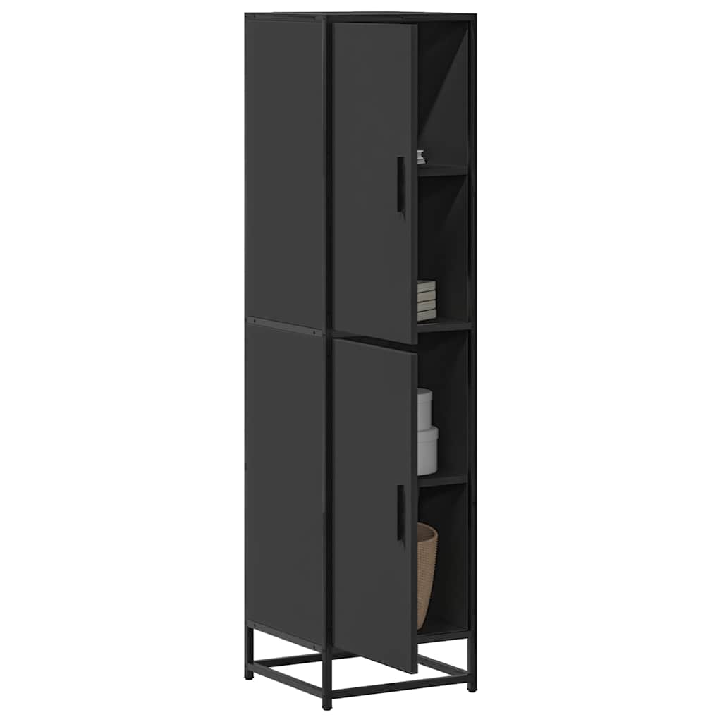 Buffet haut noir 35,5x35x139 cm bois d'ingénierie et métal