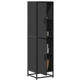 Buffet haut noir 35,5x35x139 cm bois d'ingénierie et métal