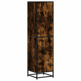 Buffet haut chêne fumé 35,5x35x139 cm bois d'ingénierie métal