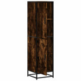 Buffet haut chêne fumé 35,5x35x139 cm bois d'ingénierie métal