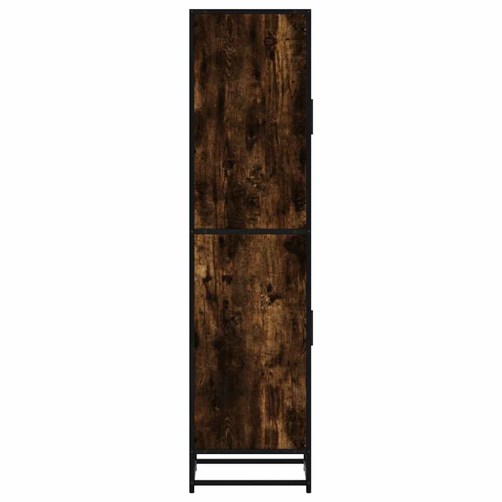 Buffet haut chêne fumé 35,5x35x139 cm bois d'ingénierie métal