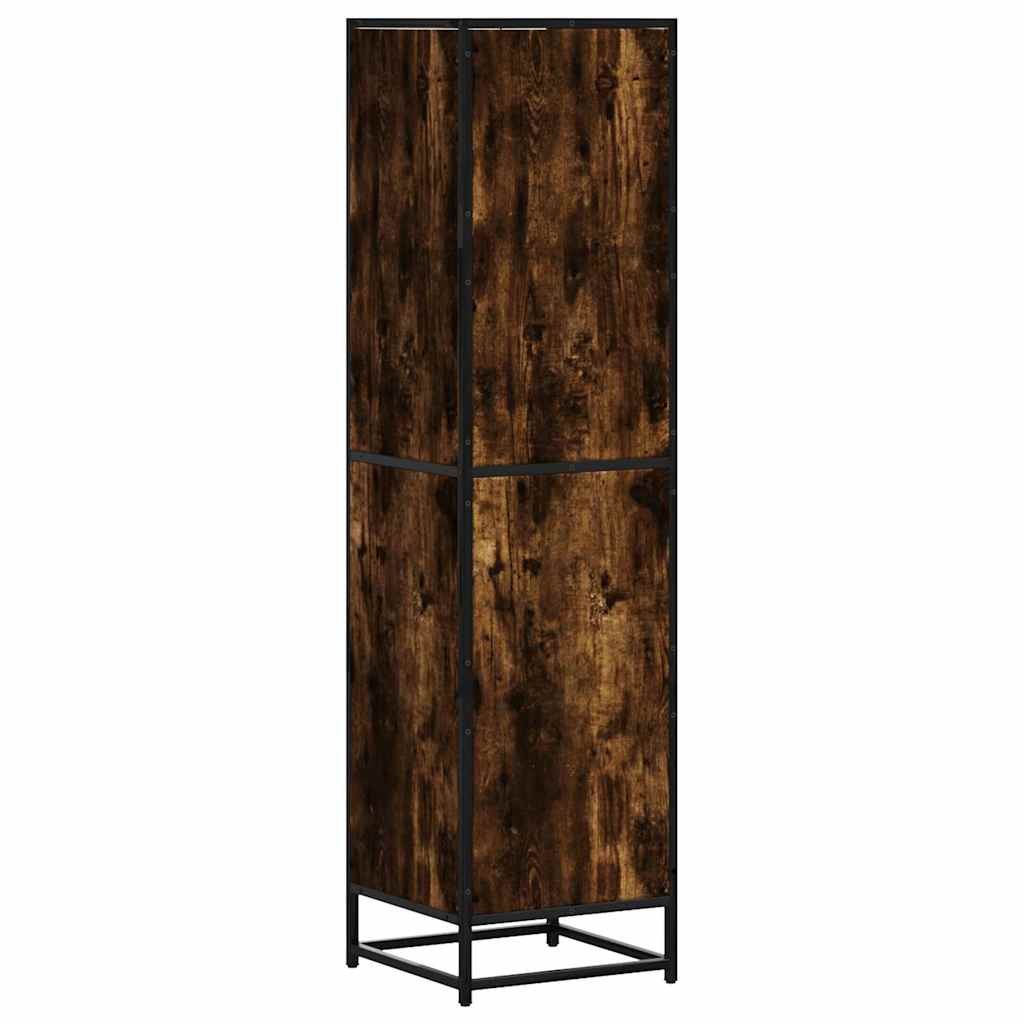 Buffet haut chêne fumé 35,5x35x139 cm bois d'ingénierie métal