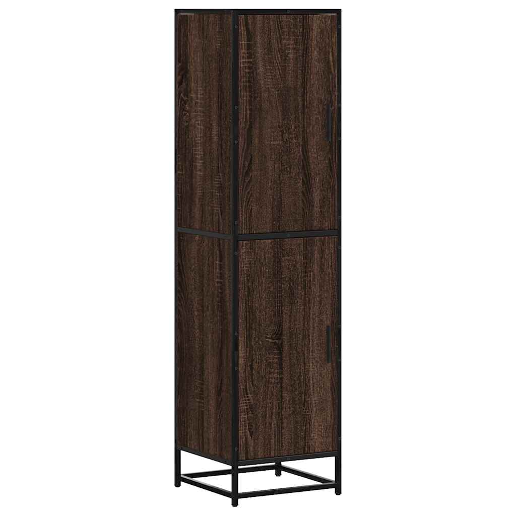 Buffet haut chêne marron 35,5x35x139 cm bois d'ingénierie métal