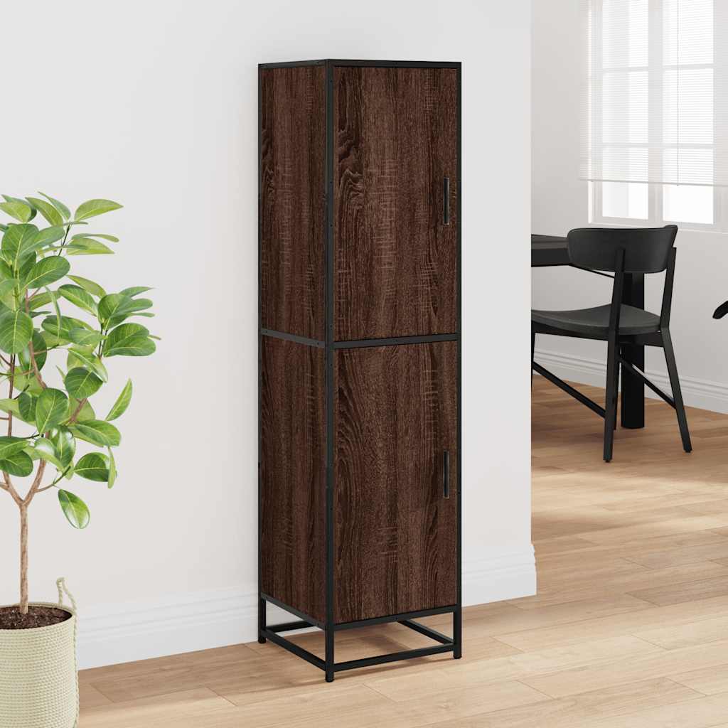 Buffet haut chêne marron 35,5x35x139 cm bois d'ingénierie métal