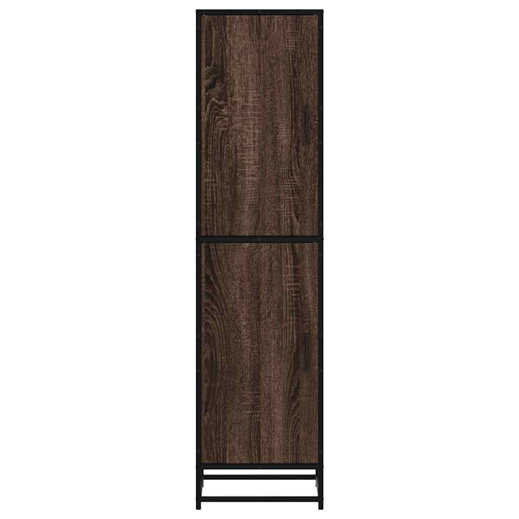 Buffet haut chêne marron 35,5x35x139 cm bois d'ingénierie métal