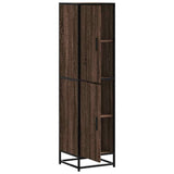 Buffet haut chêne marron 35,5x35x139 cm bois d'ingénierie métal