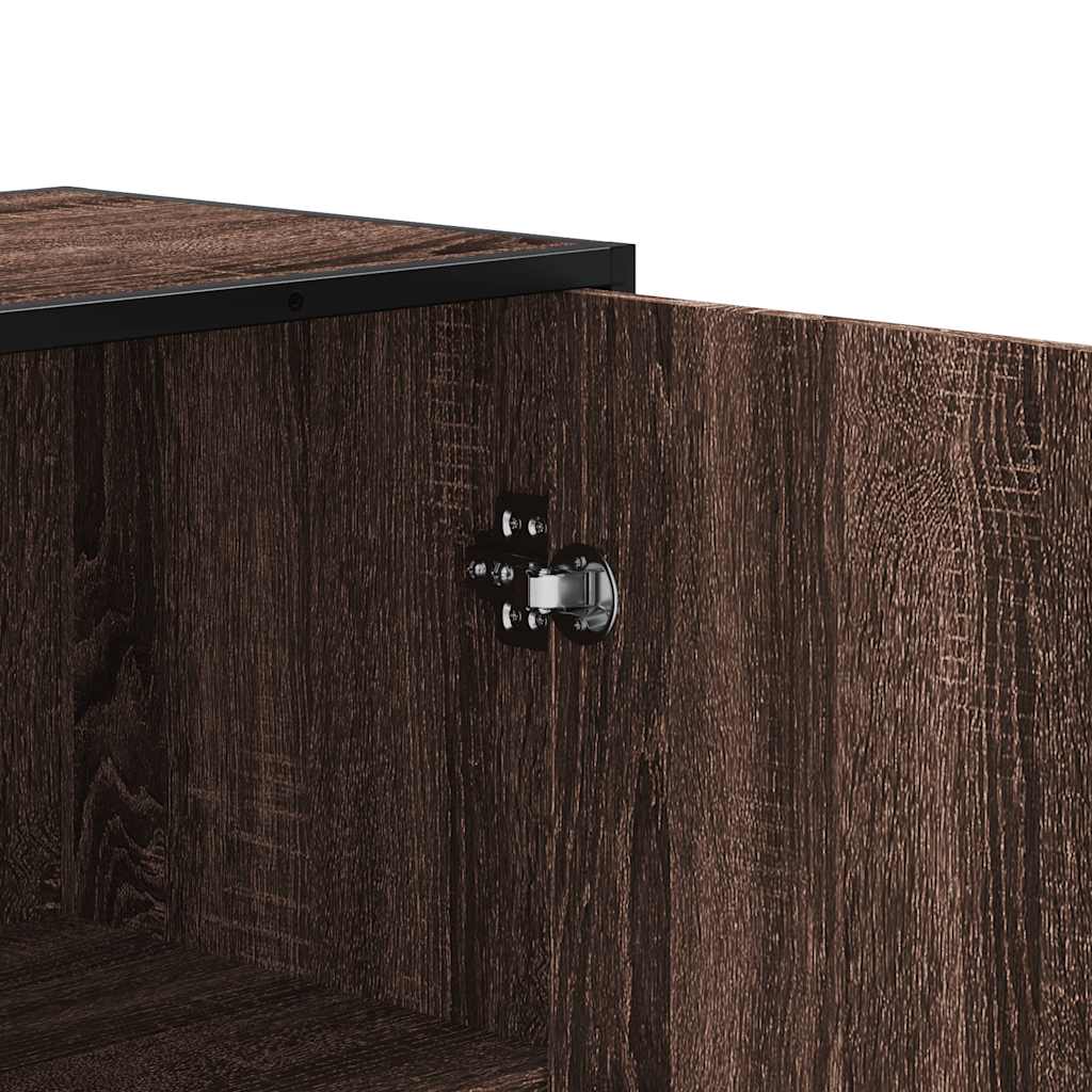 Buffet haut chêne marron 35,5x35x139 cm bois d'ingénierie métal