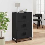 Black high sideboard 68x35x106.5 cm engineered wood and metal