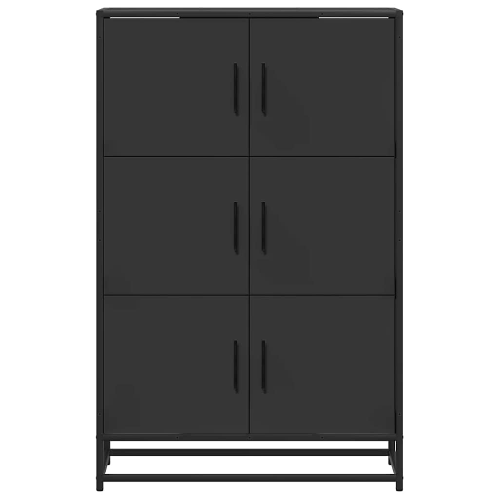 Black high sideboard 68x35x106.5 cm engineered wood and metal