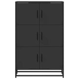 Black high sideboard 68x35x106.5 cm engineered wood and metal