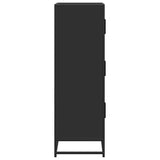 Black high sideboard 68x35x106.5 cm engineered wood and metal