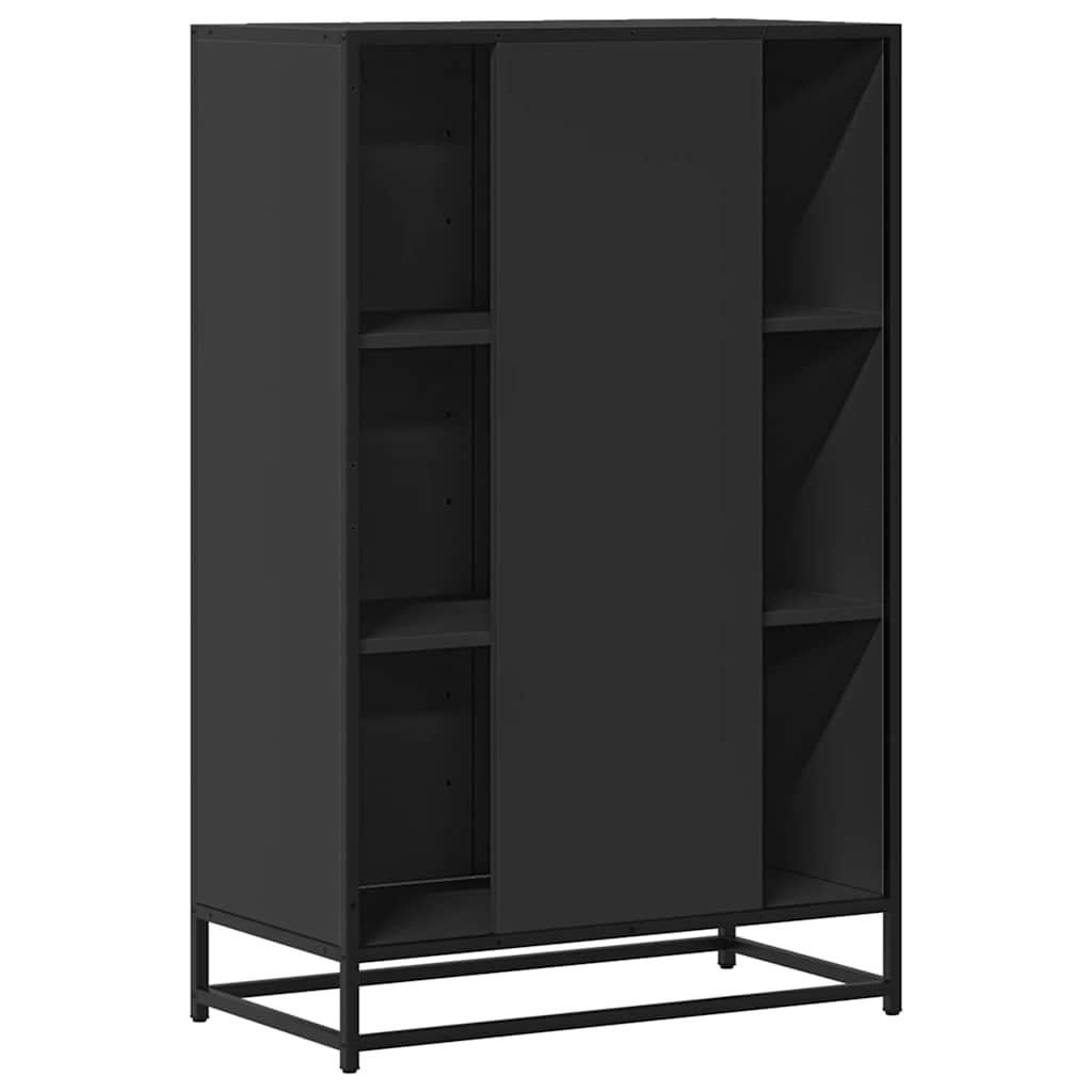 Black high sideboard 68x35x106.5 cm engineered wood and metal