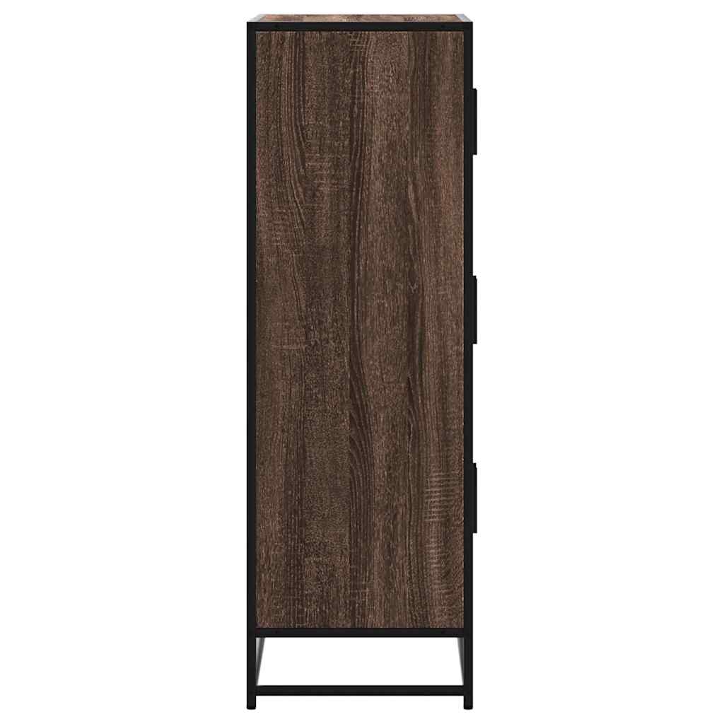 Buffet haut chêne marron 68x35x106,5 cm bois ingénierie métal