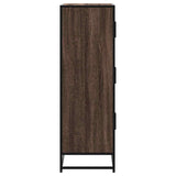 Buffet haut chêne marron 68x35x106,5 cm bois ingénierie métal