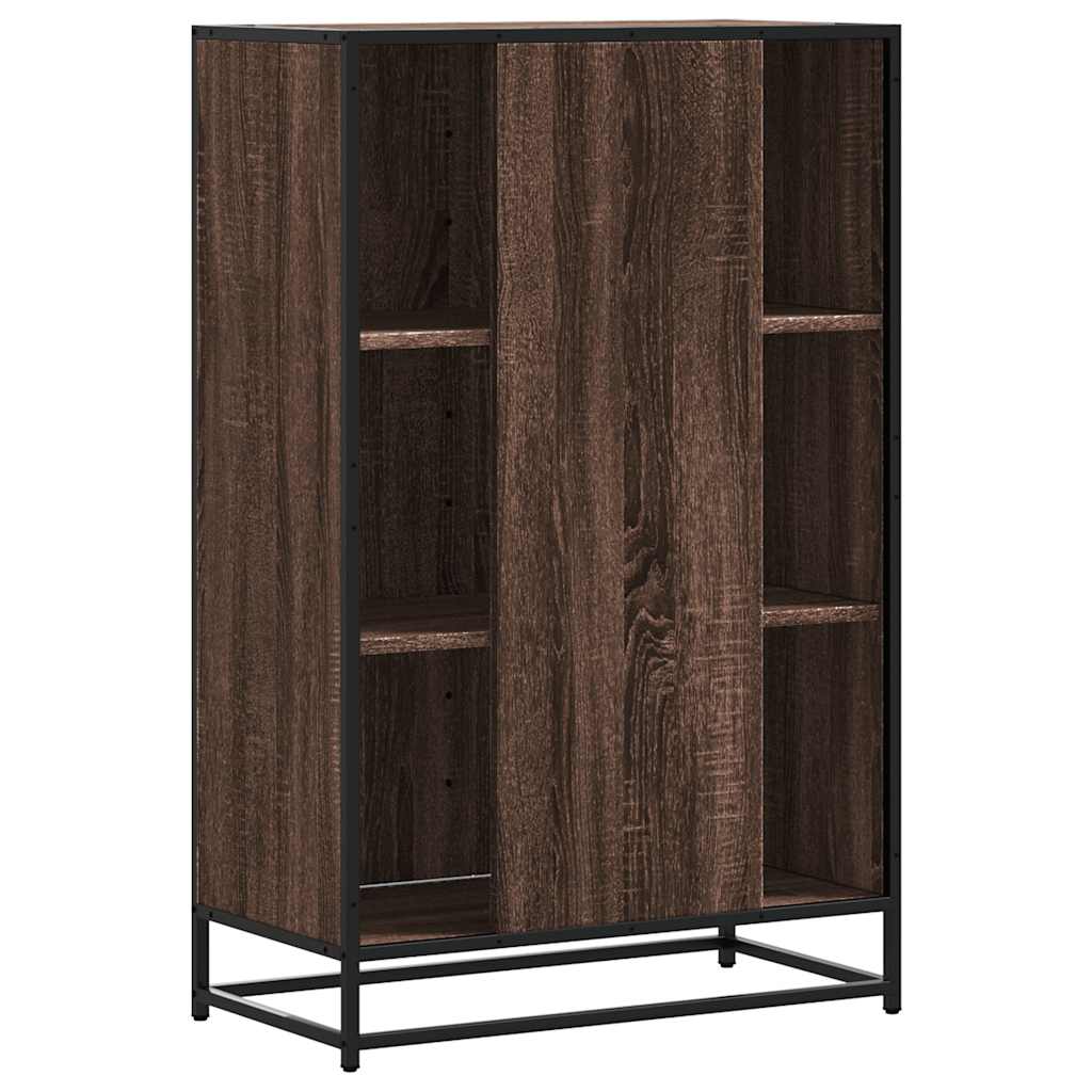 Buffet haut chêne marron 68x35x106,5 cm bois ingénierie métal