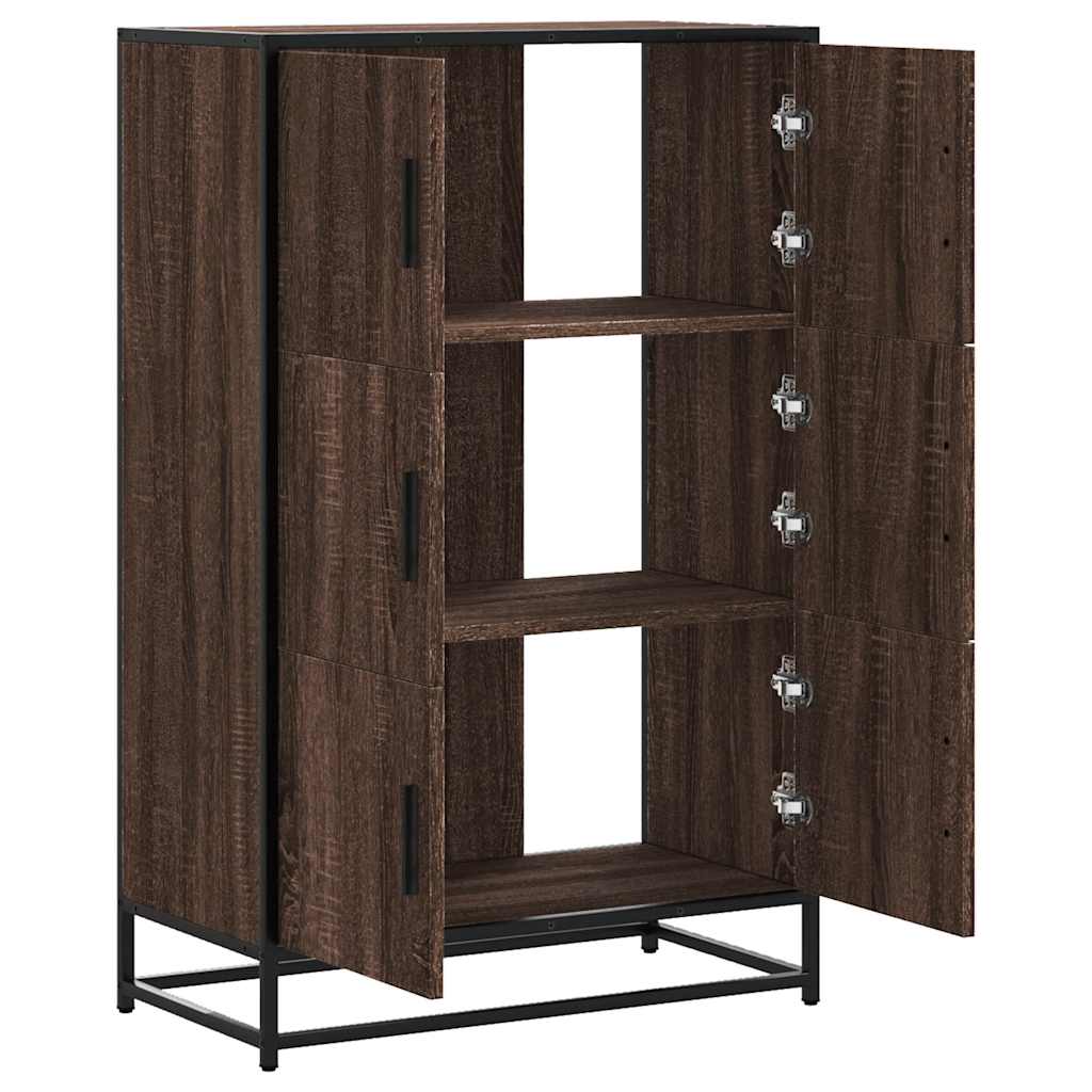 Buffet haut chêne marron 68x35x106,5 cm bois ingénierie métal