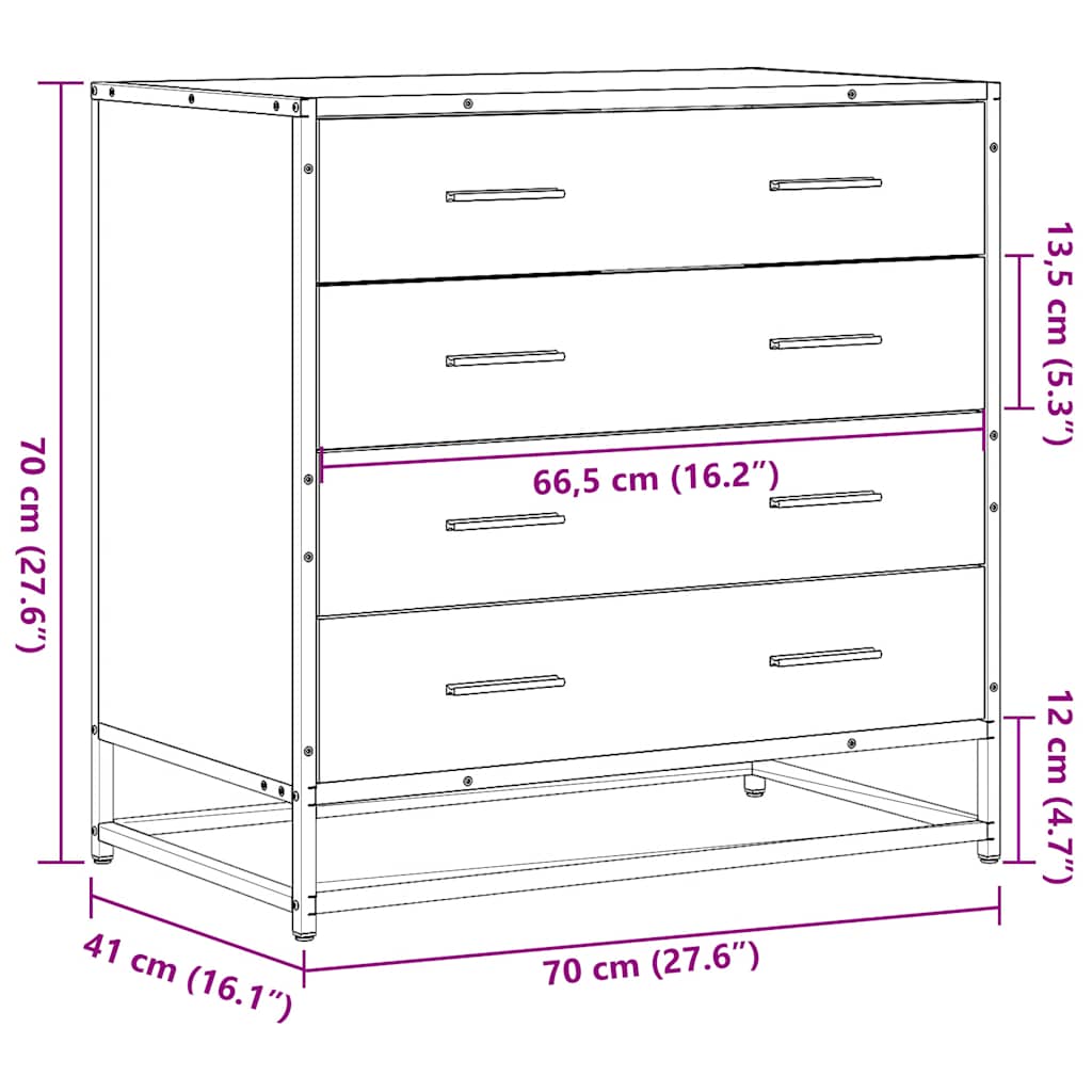 Commode noir 70x41x70 cm bois d'ingénierie