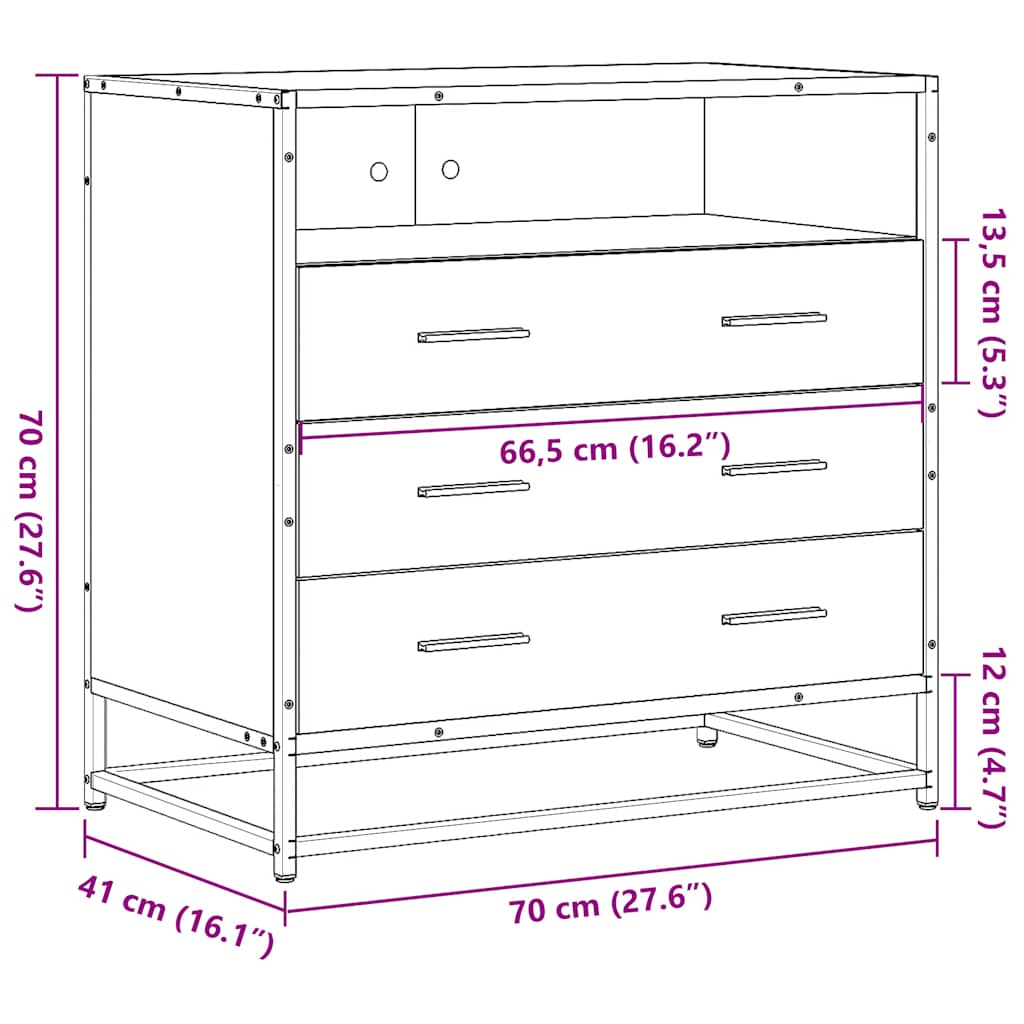 Commode noir 70x41x70 cm bois d'ingénierie