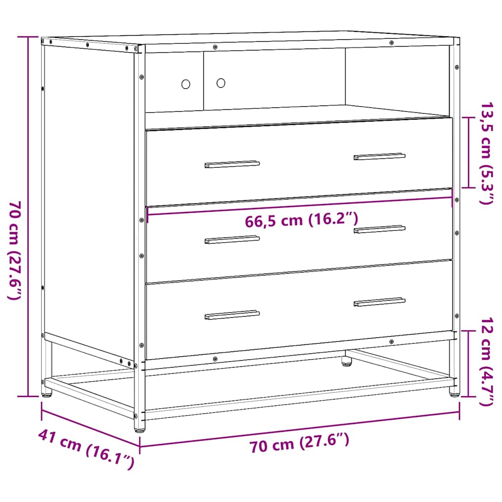 Commode chêne sonoma 70x41x70 cm bois d'ingénierie