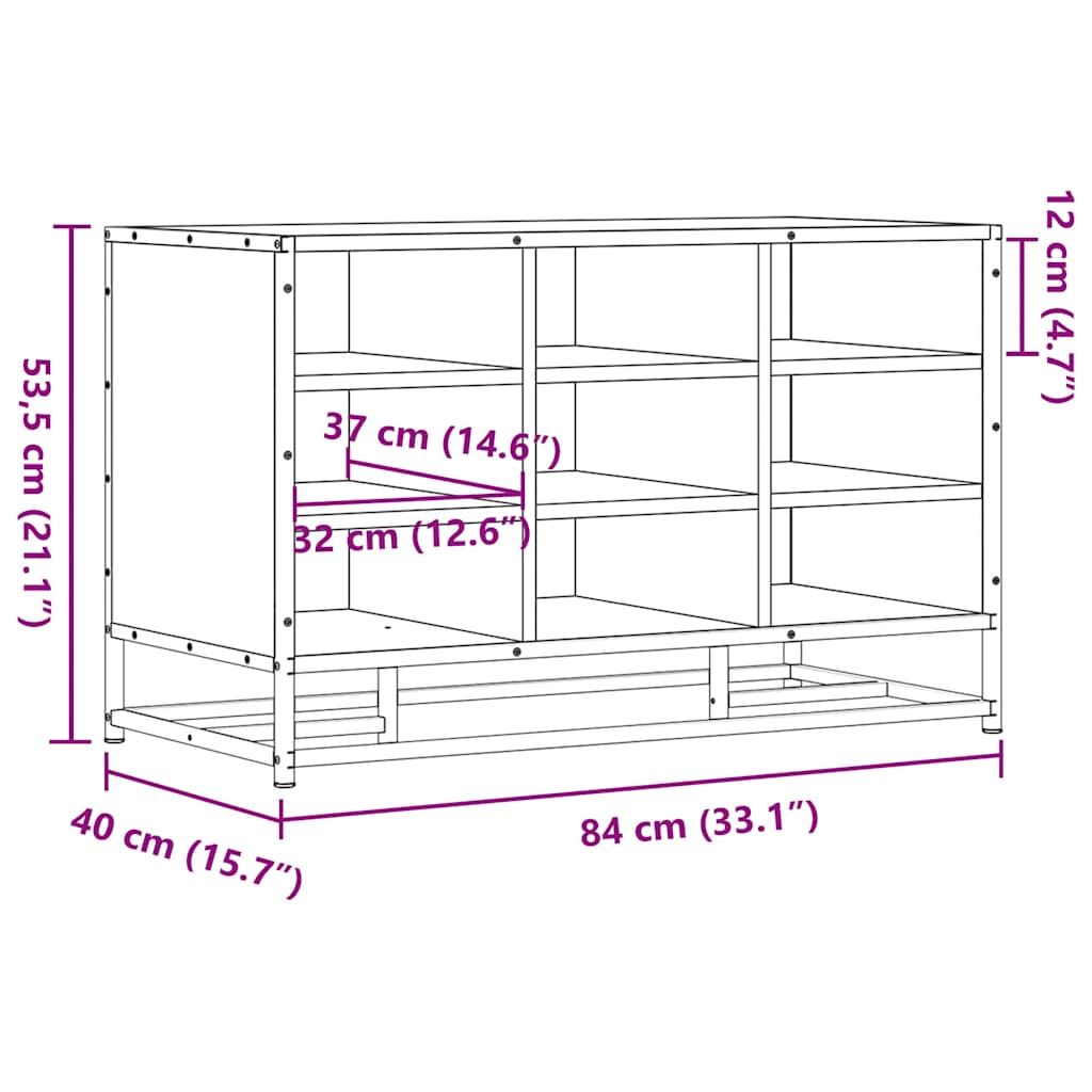 Banc à chaussures chêne sonoma bois d'ingénierie et métal