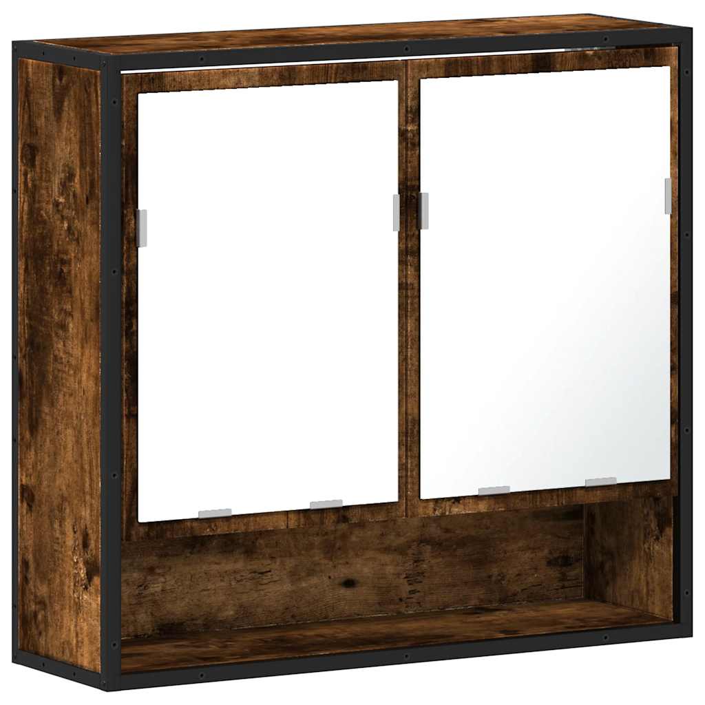 Armoire à miroir de salle de bain chêne fumé bois d’ingénierie