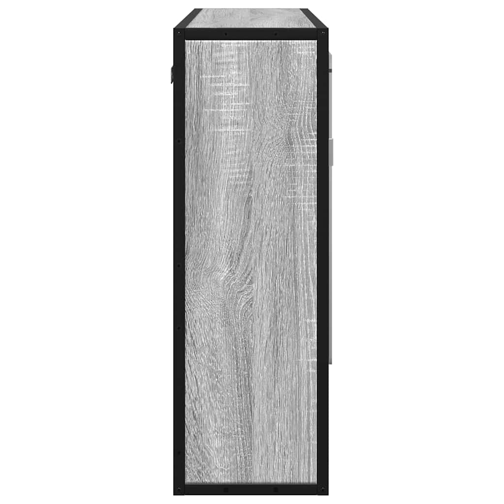 Sonoma Gray Engineered Wood Bathroom Mirror Cabinet