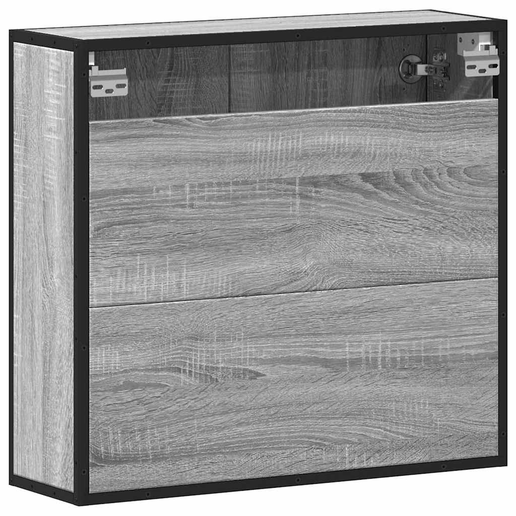 Sonoma Gray Engineered Wood Bathroom Mirror Cabinet