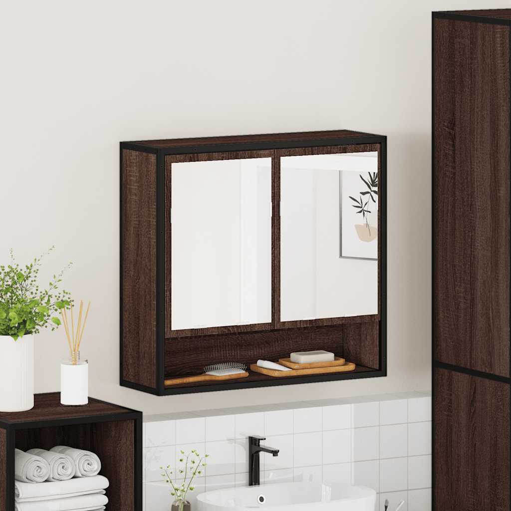 Armoire à miroir de salle de bain chêne marron bois ingénierie