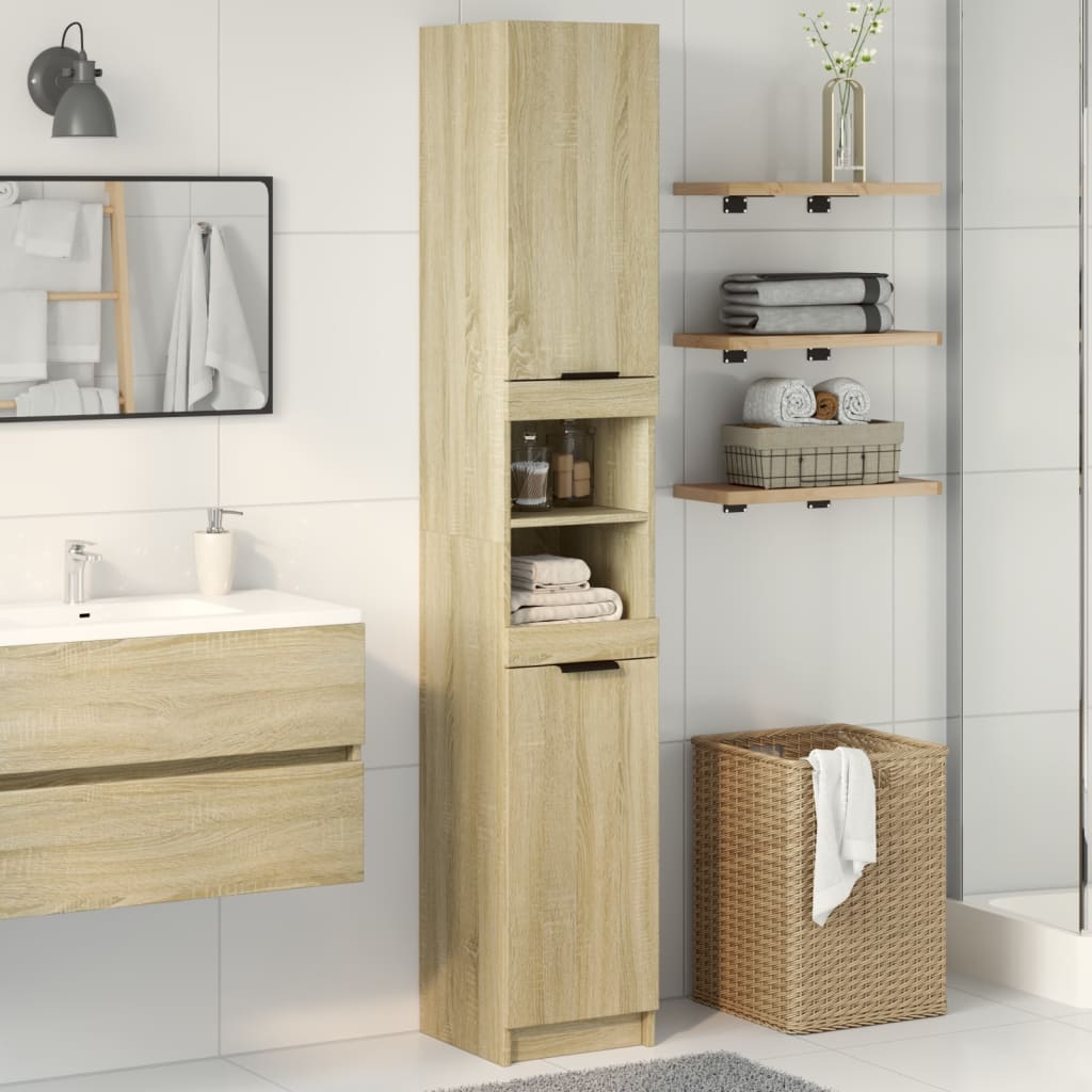 Armoire salle de bain chêne sonoma 32x34x188,5 cm