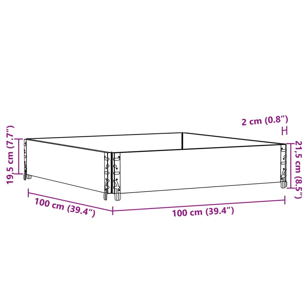 Jardinière marron 100x100 cm bois massif de pin