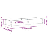 Jardinière gris 150x50 cm bois massif de pin