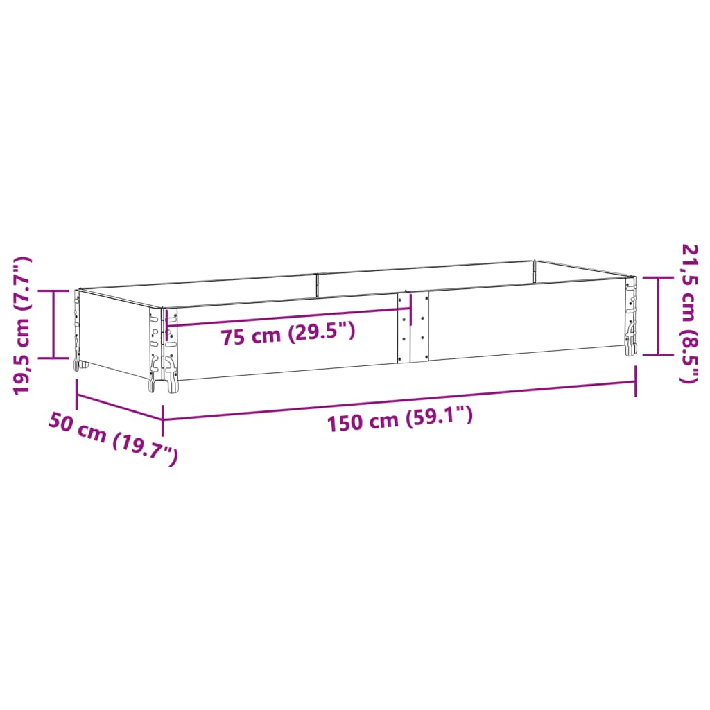 Jardinière marron 150x50 cm bois massif de pin