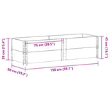 Jardinière gris 150x50 cm bois massif de pin