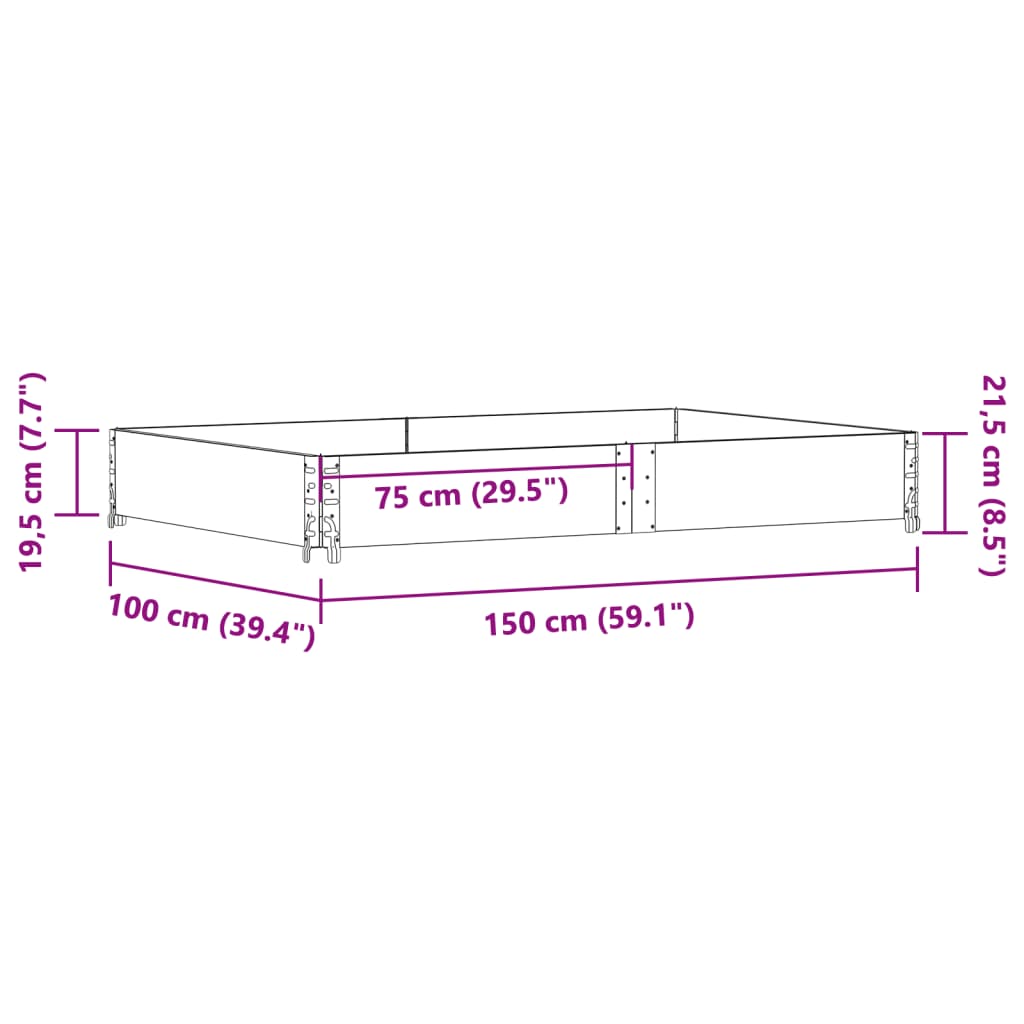 Jardinière marron 150x100 cm bois massif de pin