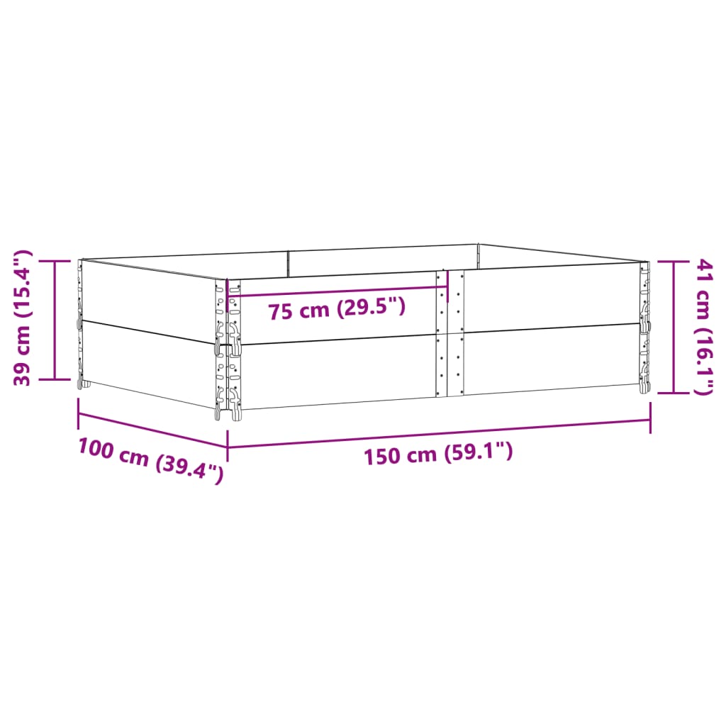 Jardinière 150x100 cm bois de pin massif