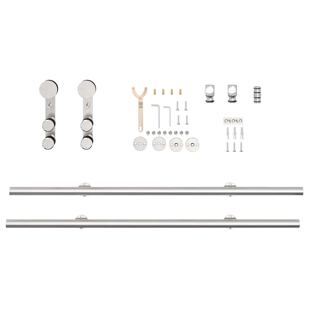 Kit fixation porte coulissante 200 cm Acier inoxydable Argenté