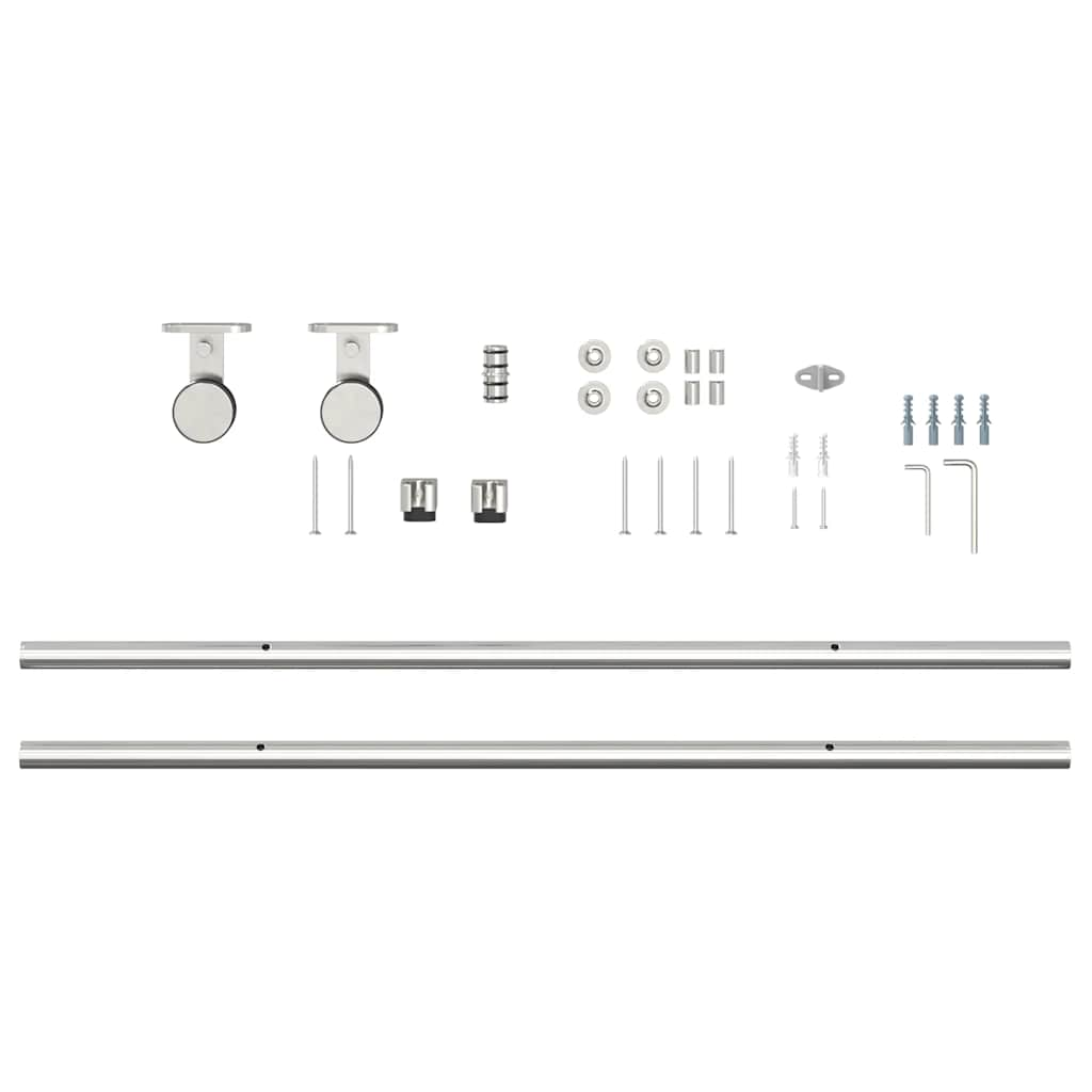 Kit fixation porte coulissante 183 cm Acier inoxydable Argenté