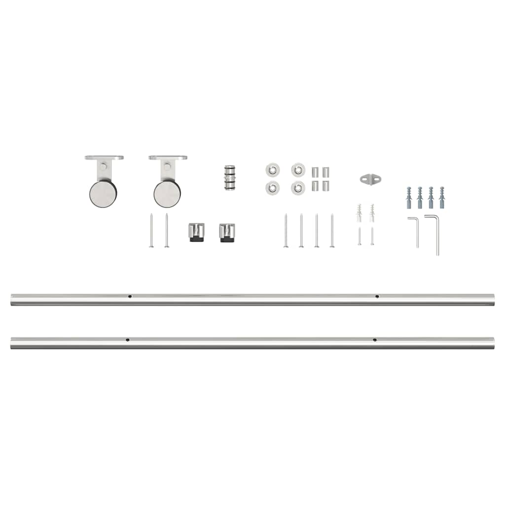 Kit fixation porte coulissante 200 cm Acier inoxydable Argenté