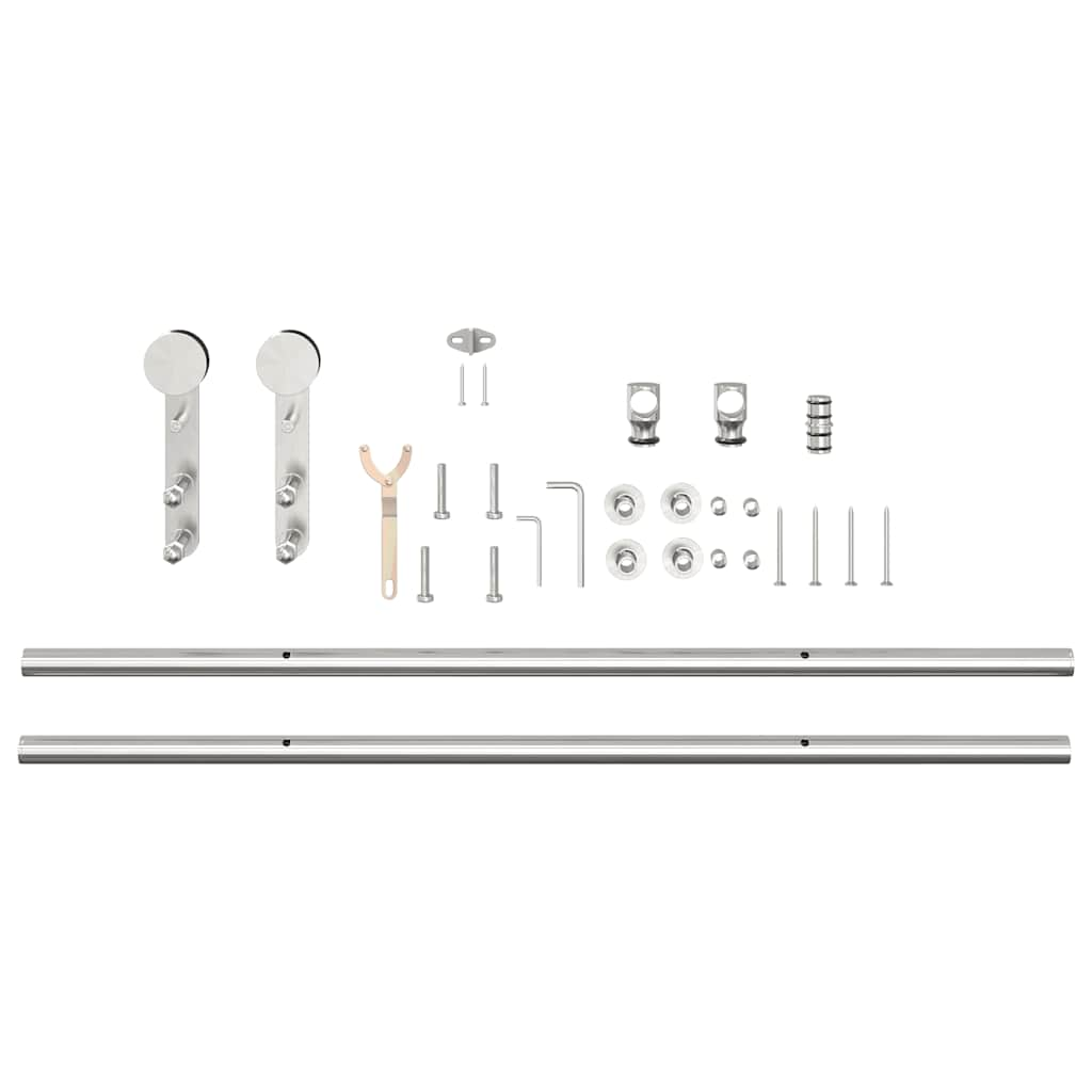 Kit fixation porte coulissante 200 cm Acier inoxydable Argenté