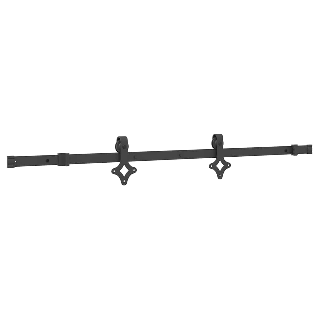 Kit de quincaillerie de porte coulissante 152,5 cm acier noir