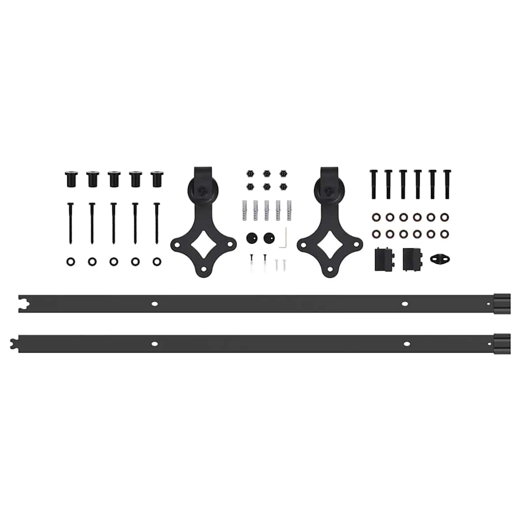 84" Sliding Door Hardware Kit Black Steel