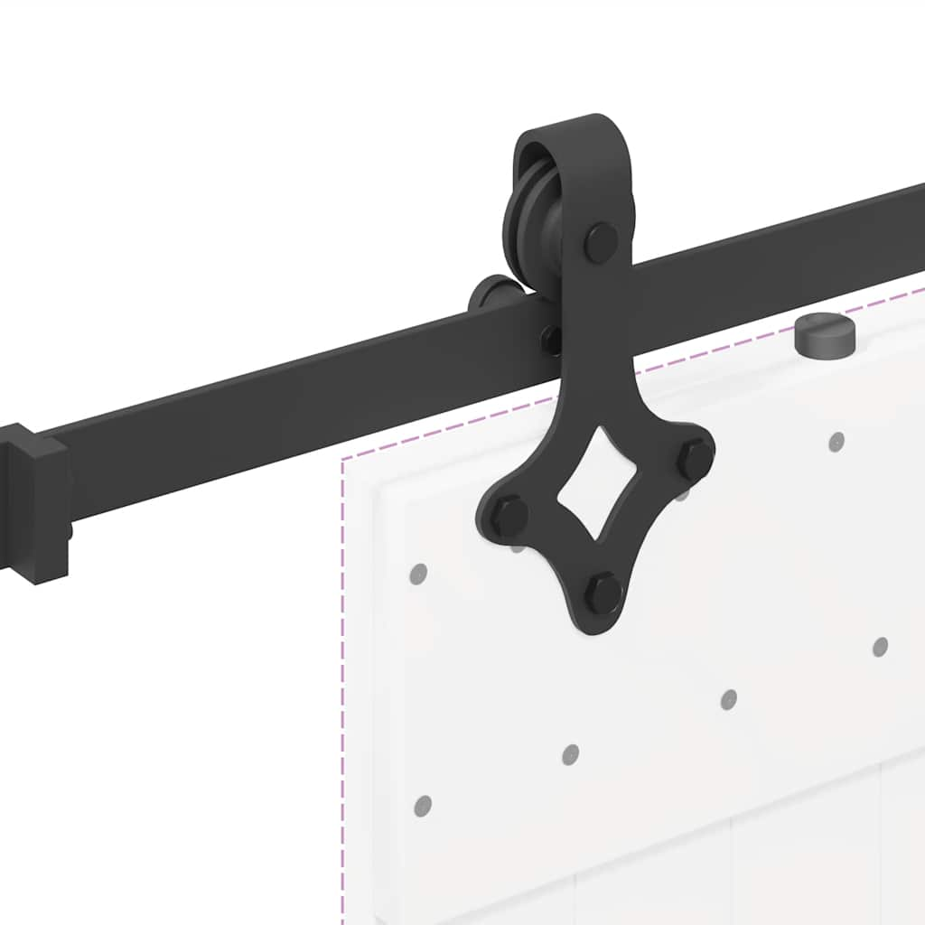 84" Sliding Door Hardware Kit Black Steel