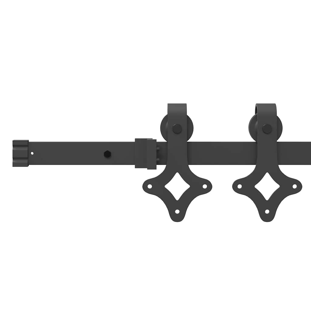 84" Sliding Door Hardware Kit Black Steel