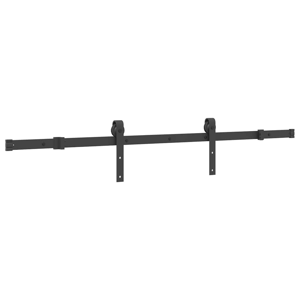 Kit de quincaillerie de porte coulissante 152,5 cm acier noir