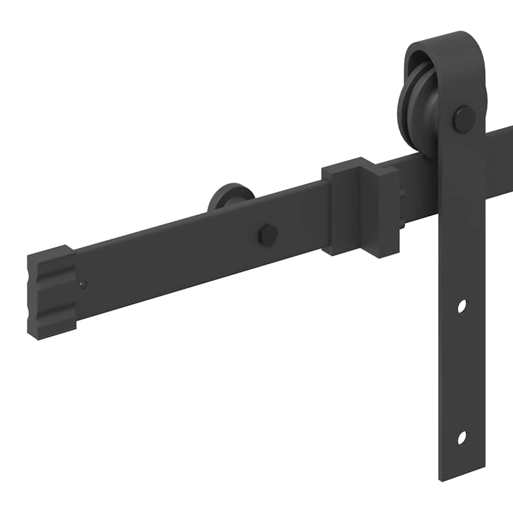 Kit de quincaillerie de porte coulissante 213,5 cm acier noir